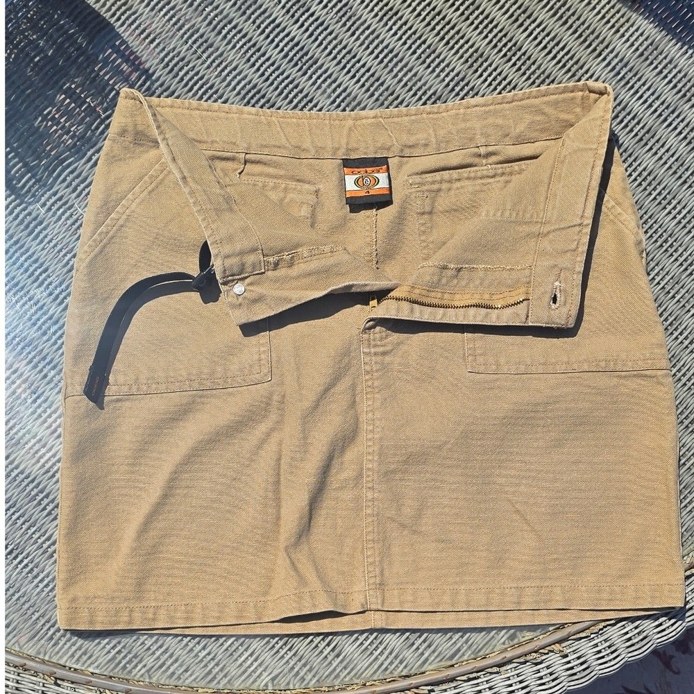 Oobe Womens Tan Cotton Utility Mini Skirt Size 4 Belted Cargo Gorpcore Khaki